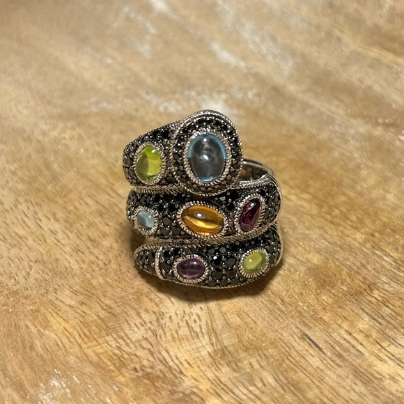 Judith Ripka Sterling Black Spinel & Multi-Gemstone Ring - Picture 2 of 16